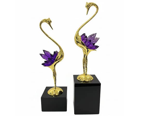 VASE DE DECORATION SET DE 2 PCS REF 5032 A 5032 B /DORE/NOIR/MAUVE Z