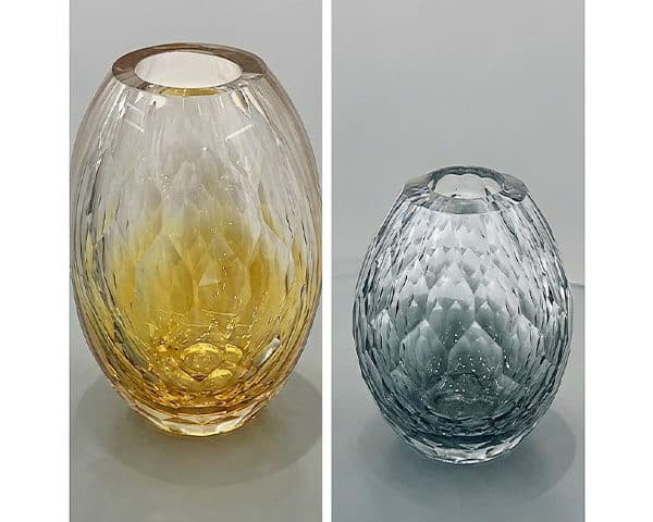 VASE DE DECORATION SET DE 2 PCS REF CC24-13 REF CC 24-15 DORE/ARGENTE Z