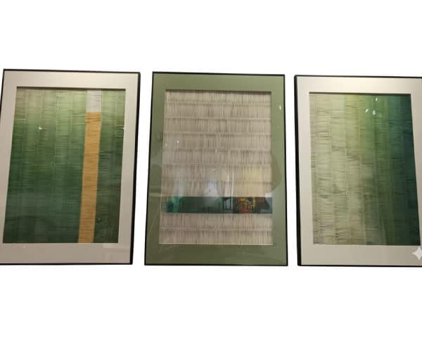 TABLEAU DE DECORATION REF 115 80X80+80X60 VERT/JAUNE/BEIGE