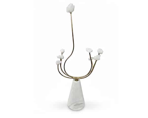 VASE DE DECORATION REF T-2916 COULEUR BLANC/ DORE 10*14*53