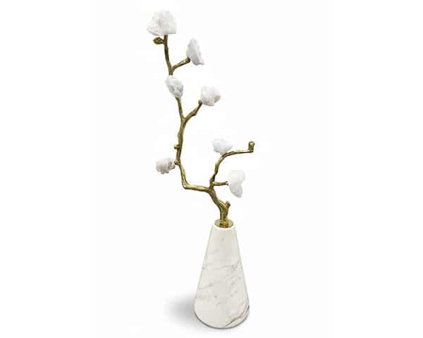 VASE DE DECORATION REF T2973 COULEUR BLANC/ DORE 10*10*58