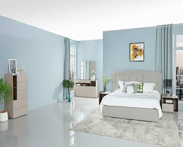 CHAMBRE A COUCHER 180*200 SANS ARMOIRE 2037# COULEUR MARRON DOREE