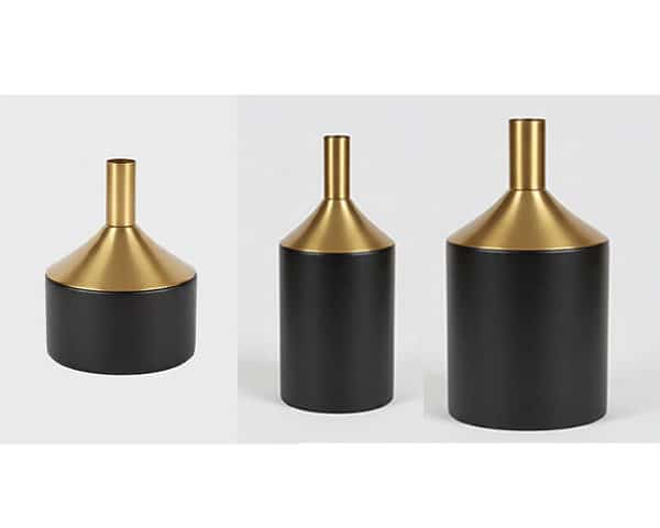 VASE DE DECORATION SET DE 3 PCS 58A 58B 58C COULEUR NOIR/DORE Z