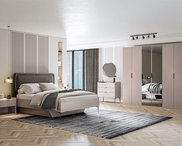 CHAMBRE A COUCHER 180X200 LITHOS PORTES BATTANTES BEIGE