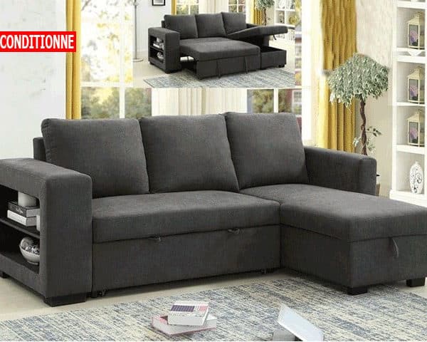 SALON BED 4 PLACES ANGLE LUCENA COULEUR MONIQUE 10 DARK CHOCOLATE REC