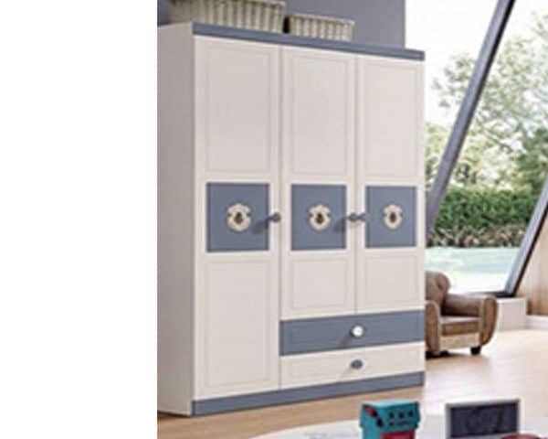 ARMOIRE CHAMBRE A COUCHER ENFANT REF 911 SUPERPOSEE BLEU /BLANC