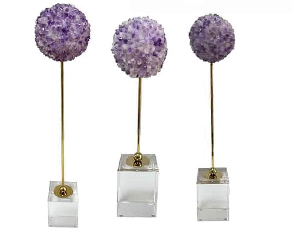 VASE DE DECORATION SET DE 3 PCS REF T-382 T-383 T-384 MAUVE/DORE