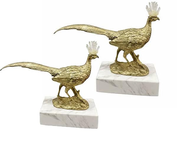 VASE DE DECORATION SET DE 2 PCS REF T609 T610 COULEUR DORE/BLANC Z