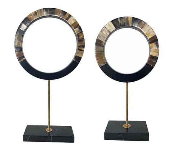 VASE DE DECORATION SET DE 2 PCS REF T616 T617 COULEUR NOIR/DORE Z