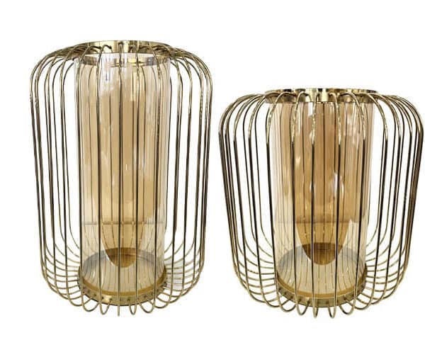 VASE DE DECORATION SET DE 2 PCS 125A 125B COULEUR DORE/JAUNE