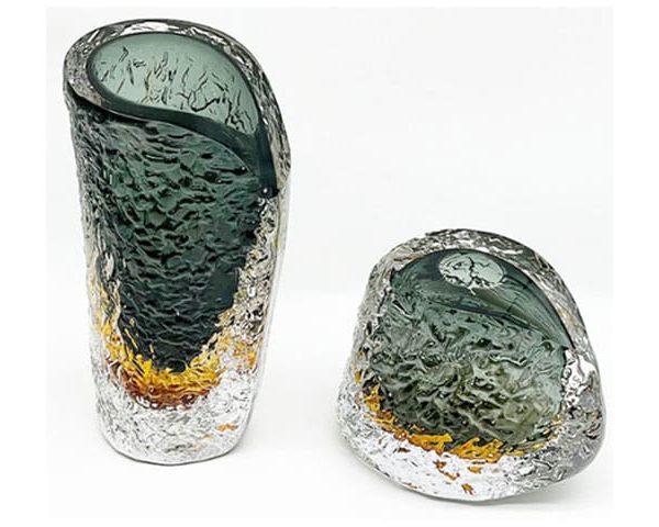 VASE DE DECORATION SET DE 2 PCS REF 18 COULEUR VERT/DORE/ARGENTE Z