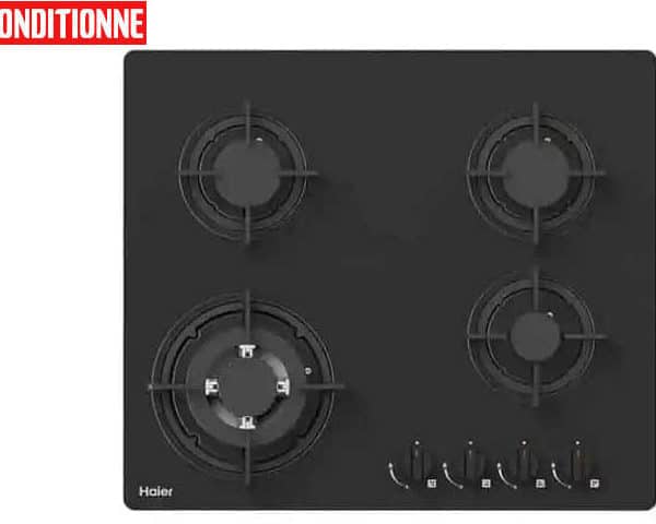 PLAQUE CUISSON ENCASTRABLE 4 FEUX 60X60 A GAZ HAIER HOB 765B NOIR REC